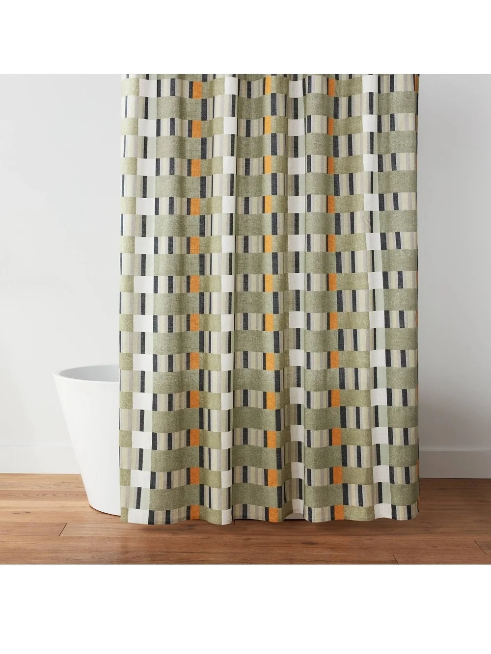 Broken Stripe Green Yellow Geometric Shower Curtain - Threshold